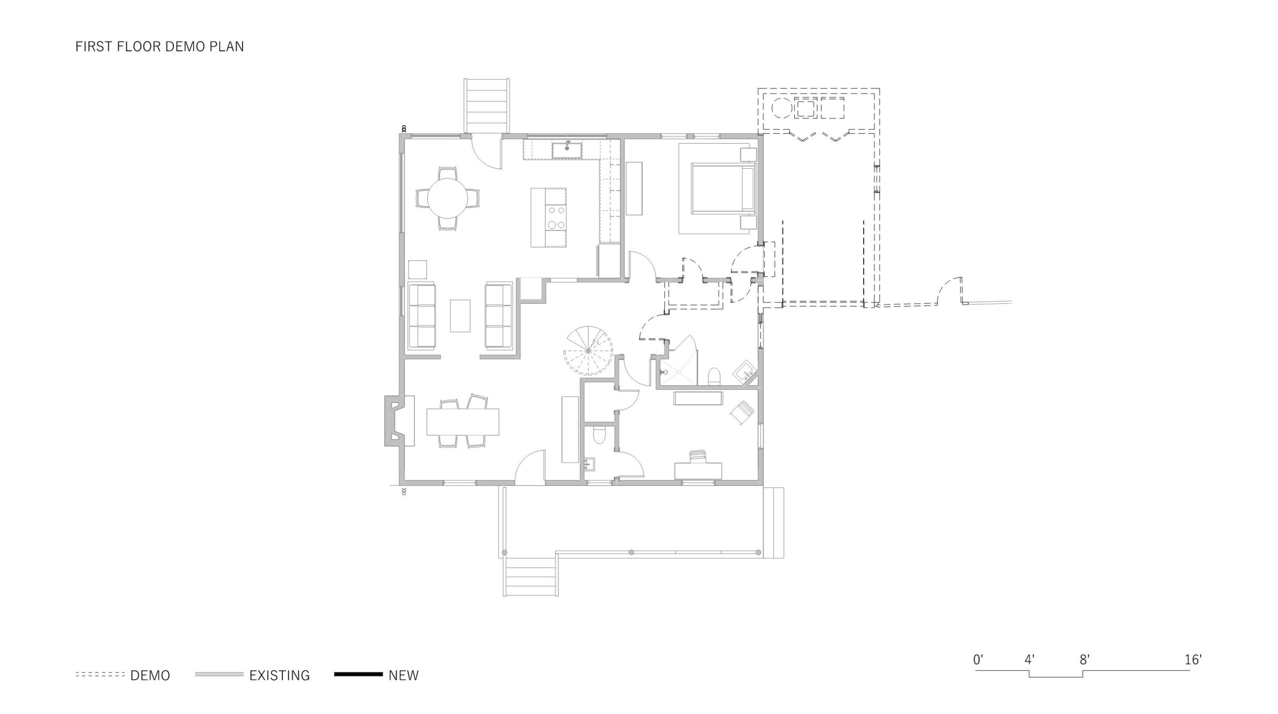 Modern Cottage Addition First Floor Demo Plan