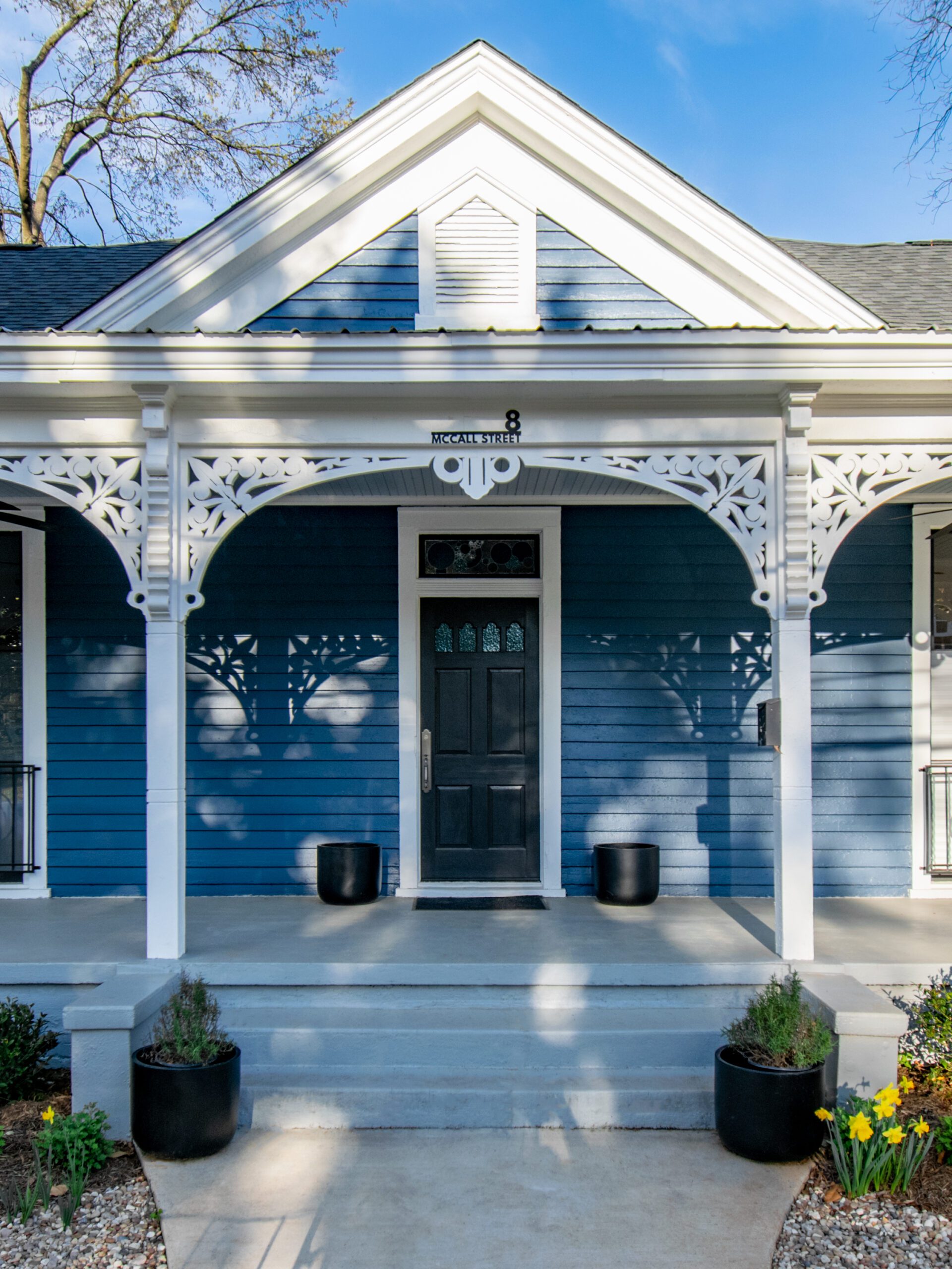 Renovated Victorian home front porch